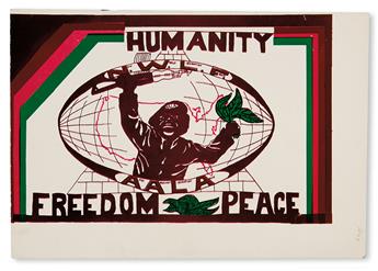 (BLACK PANTHERS.) Humanity Freedom Peace.